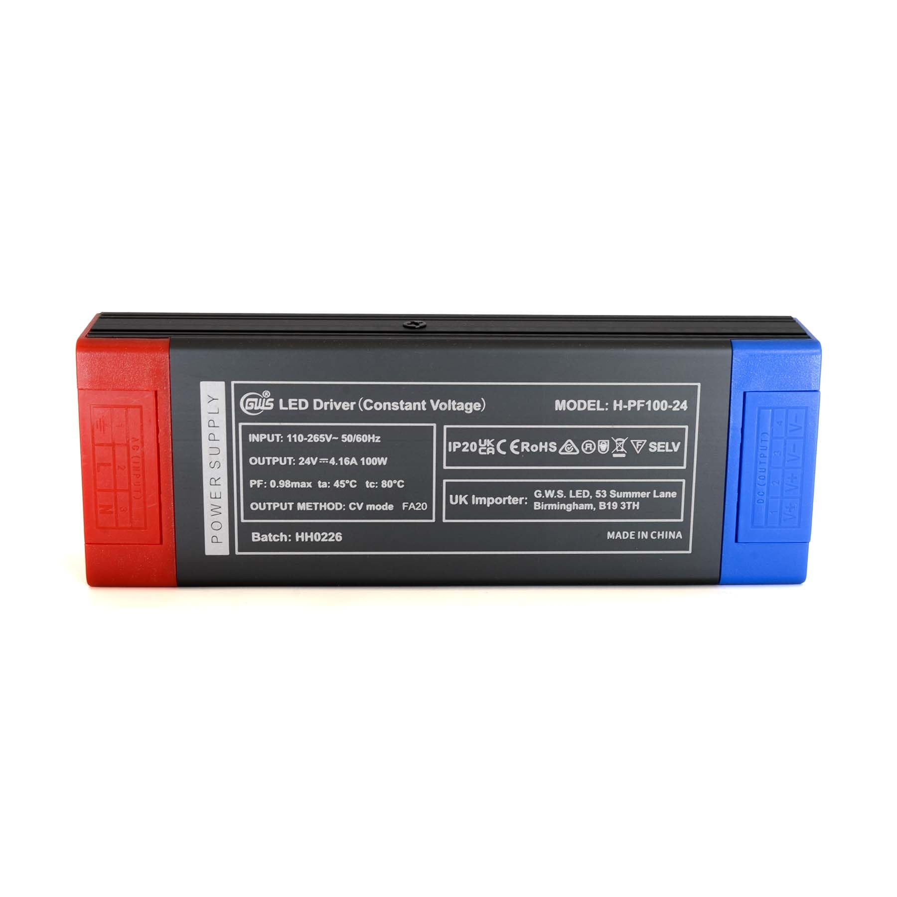 G.W.S® LED Driver Transformer Power Supply, Output DC24V 4.16A 100W, Input AC200-240V, IP20 Non-Waterproof For Indoor Use — image 1