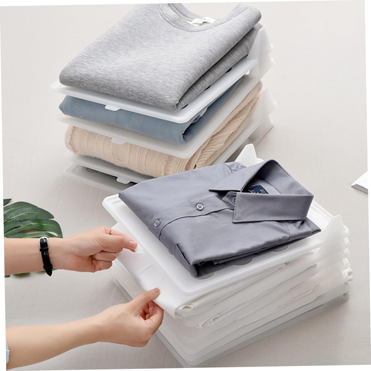 2 Piezas organizador de camisetas - Organizador de cajones divisores de armario carpeta de tela carpeta de camisas organizador apilable de camisetas y documentos divisor de ropa