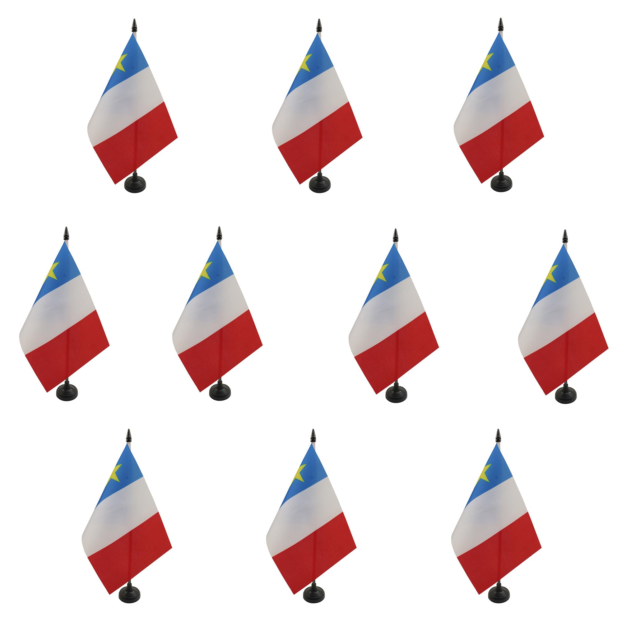 Petit drapeau acadien de table 21x14 cm avec hampe pour bureau