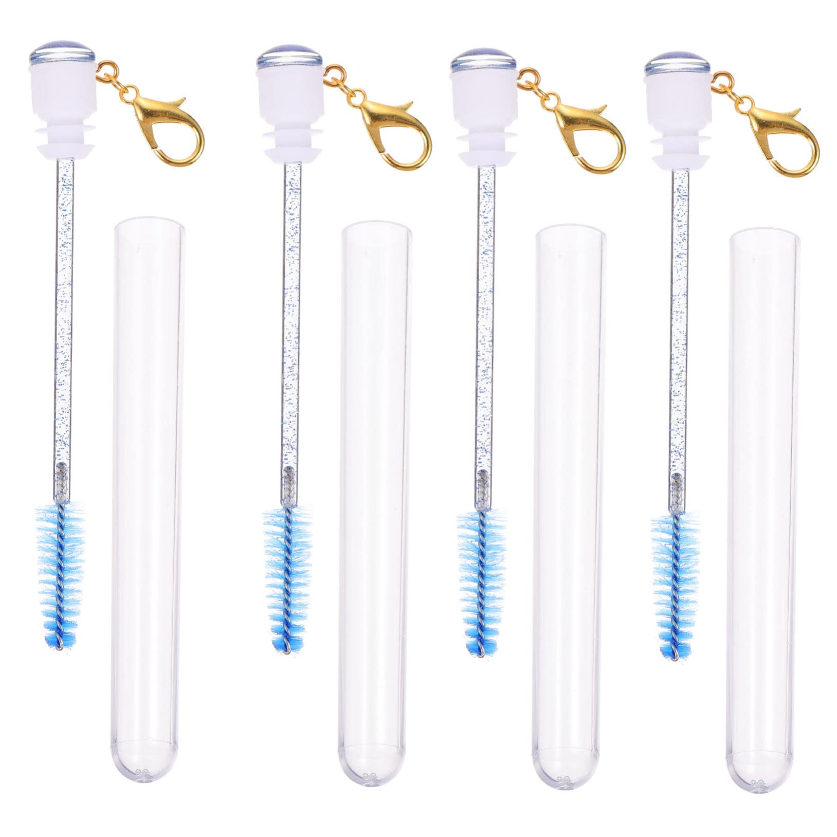 FOYTOKI 2sets Premium Lash Mascara Tube Eyebrow Brush Spoolie Makeup Brush Wands Travel-friendly Kit 4pcs*2