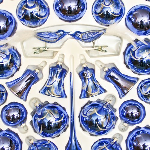 Baumkugelsortiment Naturzeit Blau - Baumschmuckset 39 Teile