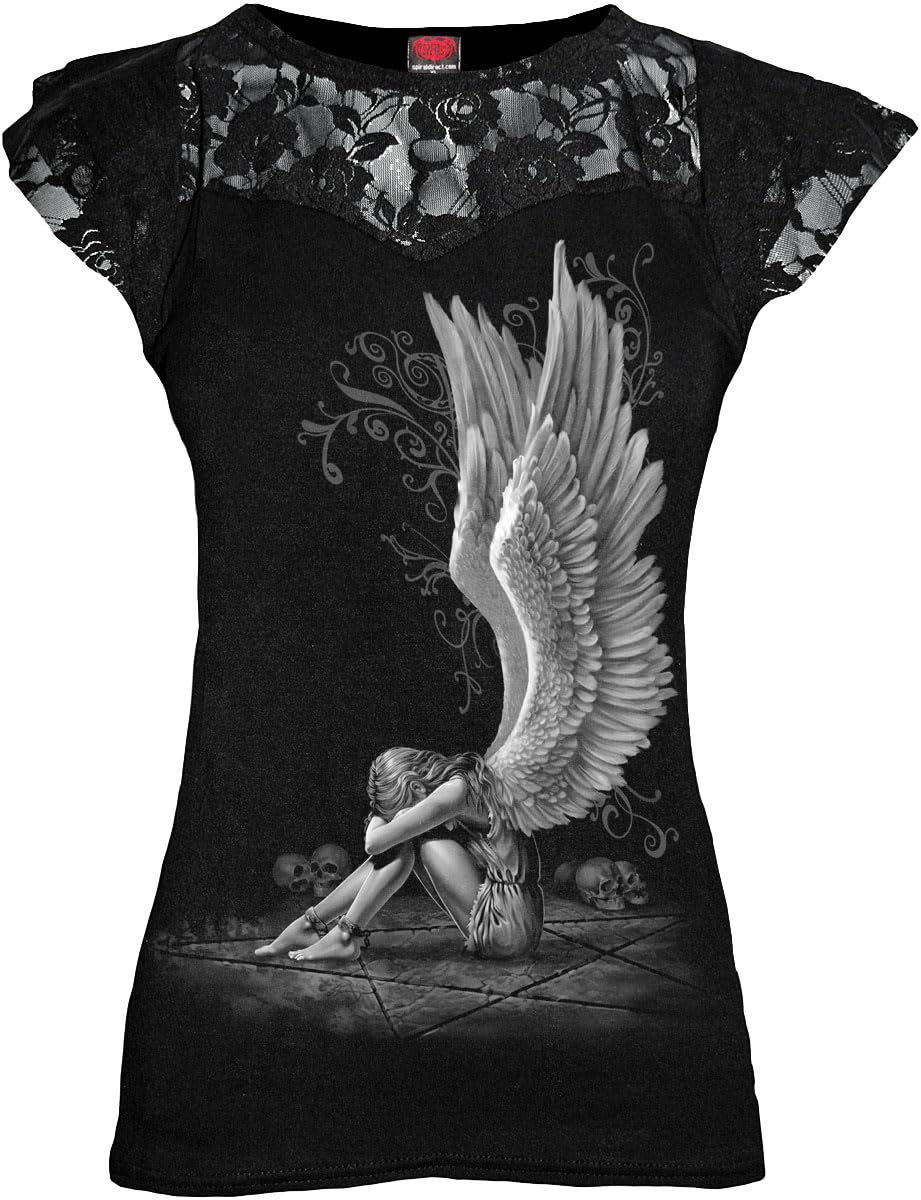 Spiral Womens F721 Tops Short Sleeve T-Shirt, Black, XXL UK