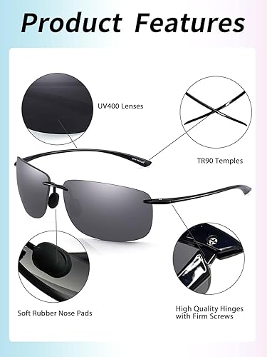 Miniatura 2 de JIM HALO Lentes de sol deportivos para hombres y mujeres, TR90 sin montura para correr, pescar, ciclismo, conducción