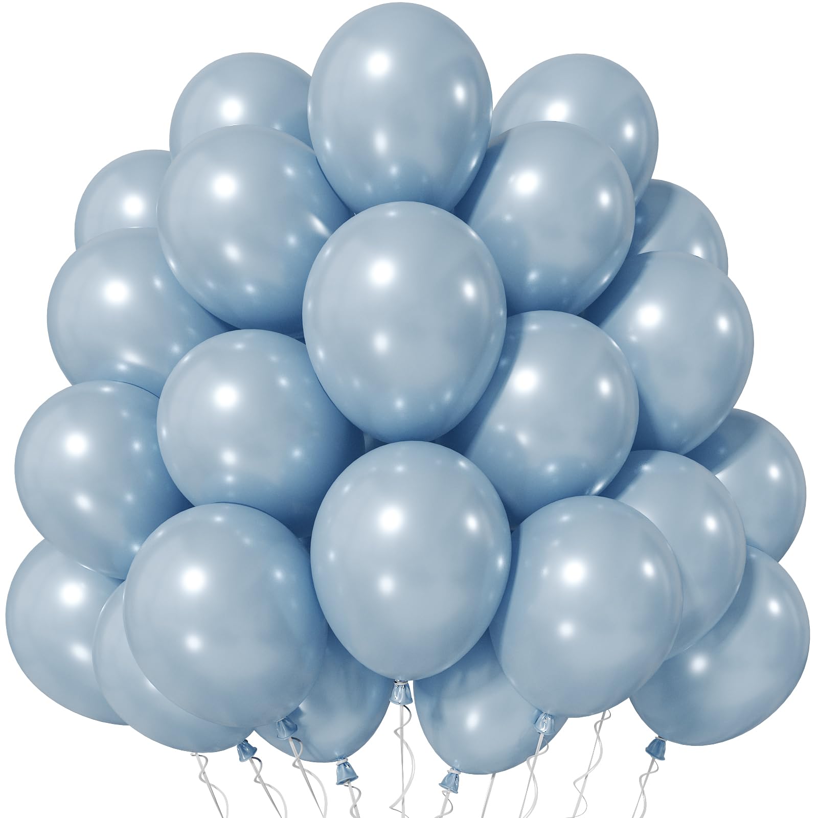 Jobkoo Pearl Dusty Blue Balloons, 12 Inch Slate Fog Pale Muted Blue Balloon
