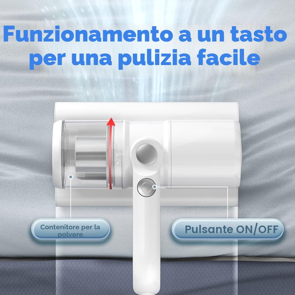 Aspirapolvere antiacaro per acari pulisci materassi con luce UV e contenitore per polvere permanente HEPA, aspirapolvere per acari da 300 W per divano/materasso/tessile