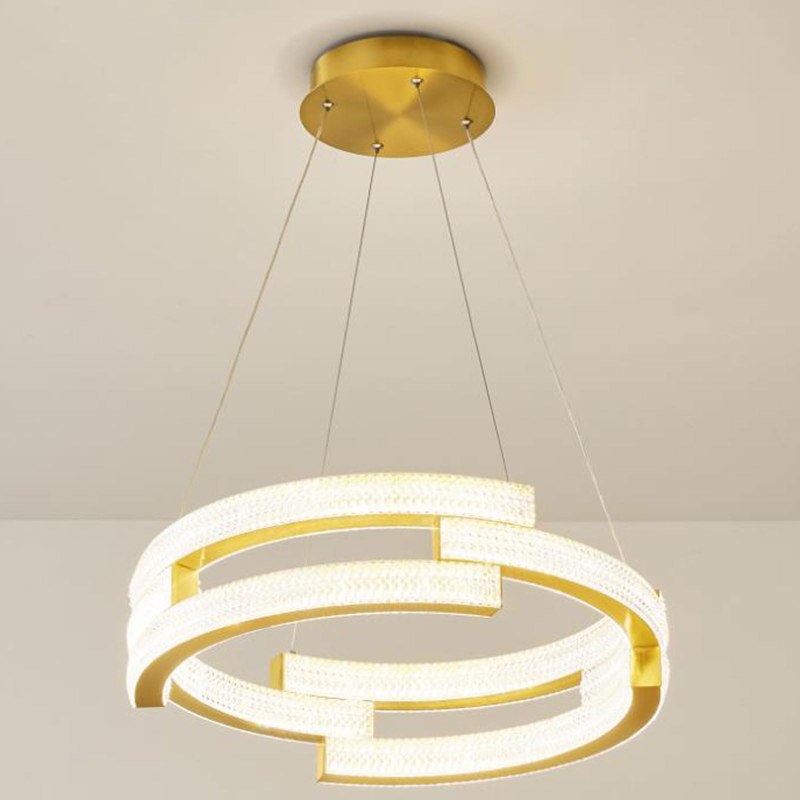Lampada a sospensione moderna a LED di grandi dimensioni per camera da letto, 50 cm, circolare, in acrilico, per isola cucina, lampadario a sospensione dorato,adatto per ufficio,cucina,sala da pranzo