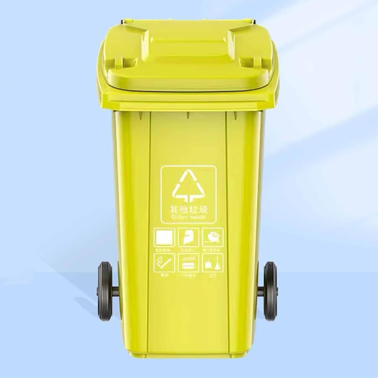 Pattumiera da Esterno Resistente con Ruote, Contenitore per Rifiuti di Grande capacità per Cucina, Patio E Spazi Esterni. (Yellow)