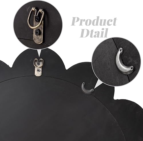 Miniatura 4 de Espejo redondo de 24 pulgadas, espejo de pared circular de madera blanca con conchas marinas, decoración rústica, espejo de estilo costero adecuado