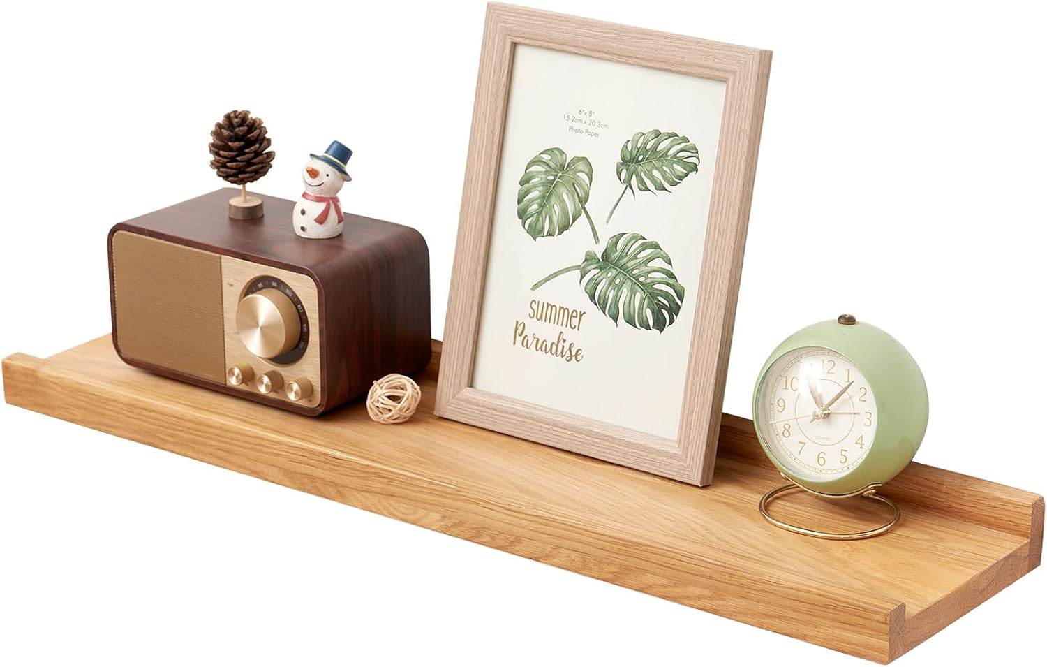 Oak Floating Shelves 24 Inch Wall Shelves for Decor and Storage, 6 Inch Deep Natural Solid Wood Shelf, Picture Ledge Shelf for Bedroom Bathroom Living Room KitchenLaundry Room Natural 6x24