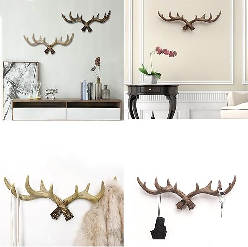 Miniatura 4 de Mural Art Ganchos de pared vintage con cuernos de ciervo para colgar ropa, sombrero, bufanda, llave, Navidad, reno, cuernos de ciervo, colgador de