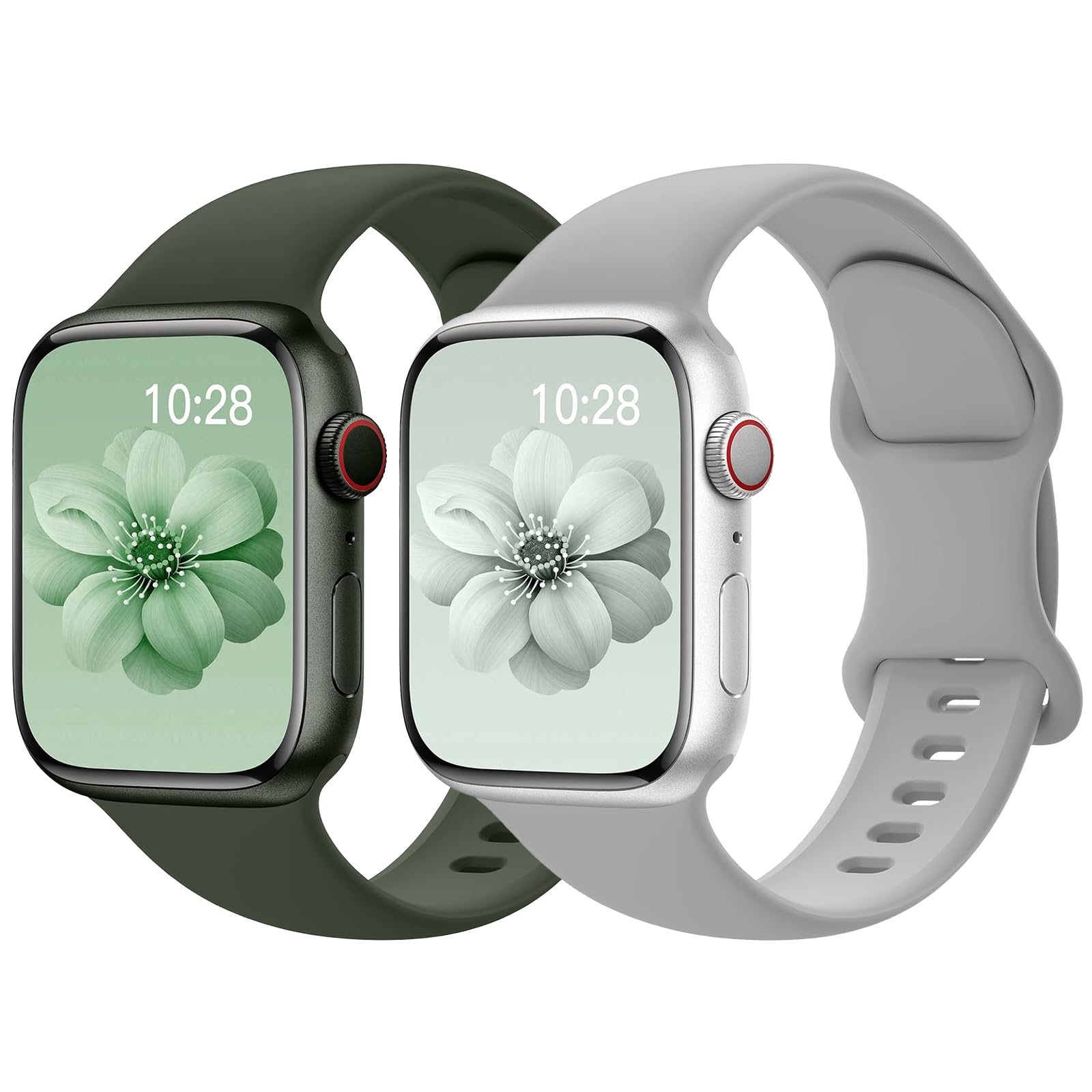 Yoohoo 2 Stück Silikon Armband kompatibel mit Apple Watch 40mm 41mm 42mm 44mm 45mm 46mm 49mm für Damen Herren,Sport Armbänder für iWatch 11 10 9 8 7 6 5 4 3 2 1 Ultra Ultra2 Ultra3 SE 3/2/1