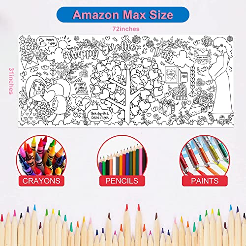 OHOME-Mothers-Day-Giant-Coloring-PosterTablecloth-30-x-72-Inches-Mothers-Day-Crafts-for-Kids-Classroom-Happy-Mothers-Day-Decorations-from-Daughter-Son-Gifts-from-Kids OHOME Mothers Day Giant Coloring PosterTablecloth 30 x 72 Inches Mothers Day Crafts for Kids Classroom Happy Mothers Day Decorations from Daughter Son Gifts from Kids