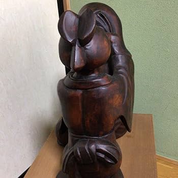 Amazon.co.jp: 木彫り 骨董 達磨和尚？ 大作 インテリア 飾り