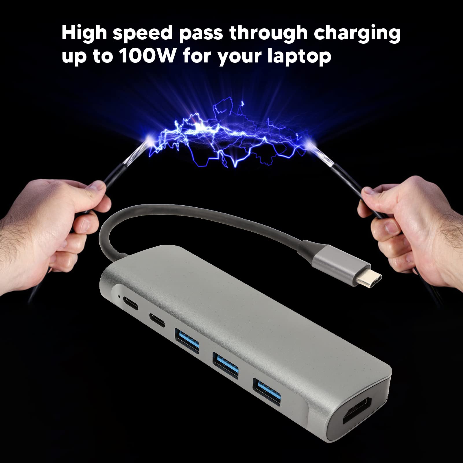 Hub USB C 8 in 1, Risoluzione 4K, Ricarica Pass Through ad Alta Velocità da 100 W, Trasferimento Dati a 5 GBps, Velocità di Lettura/Scrittura di 480 MB/S per Il Collegamento di Periferiche USB