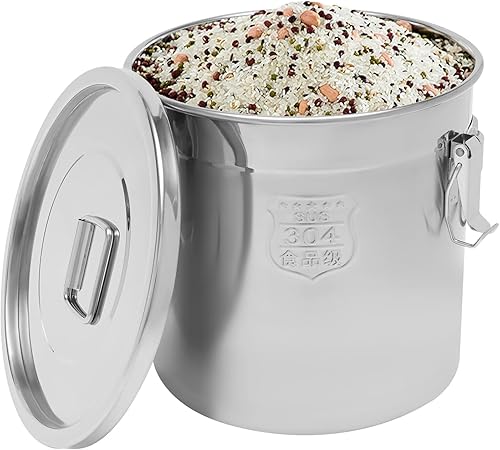 Miniatura 2 de Cubo de arroz hermético de 21L33L Recipiente de acero inoxidable 304 Contenedor de almacenamiento de alimentos, recipiente hermético de