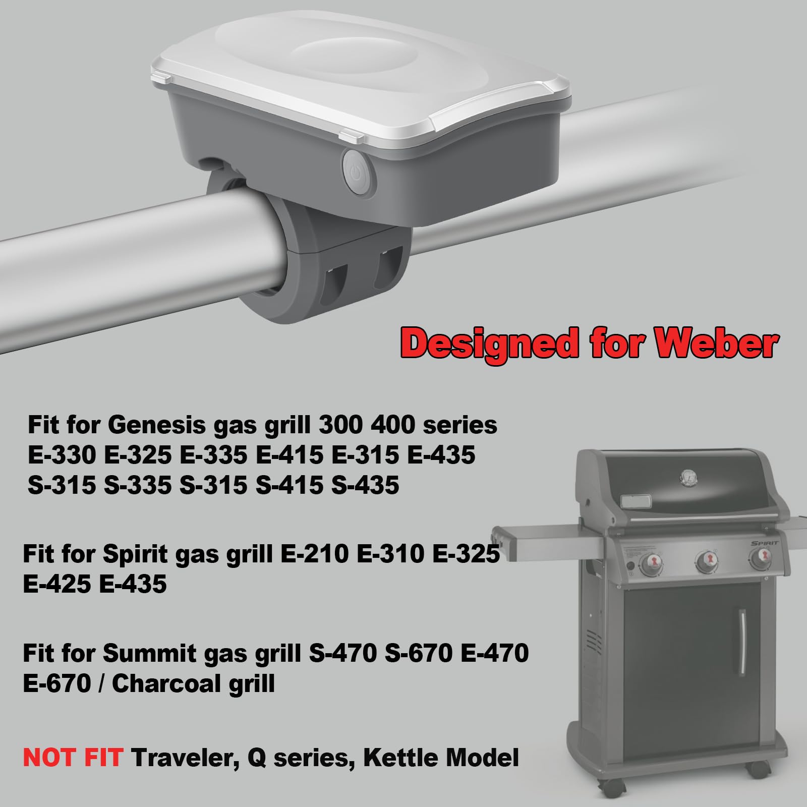 BBQ Grill Light Outdoor, Grillzubehör für Outdoor Grill für Weber Grillzubehör - Grau