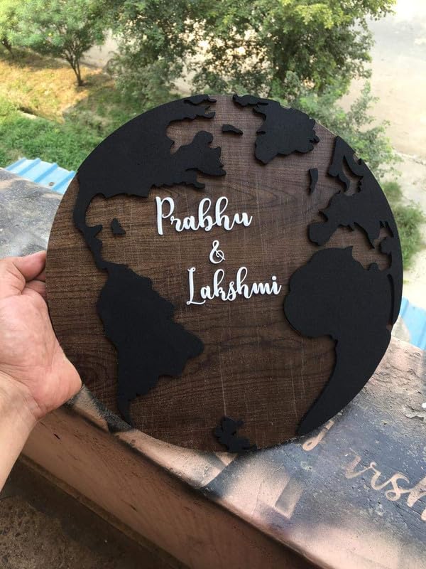 Image of Personalized Wooden Name Board 30x30 cm - MDF Round Name Plate for Home