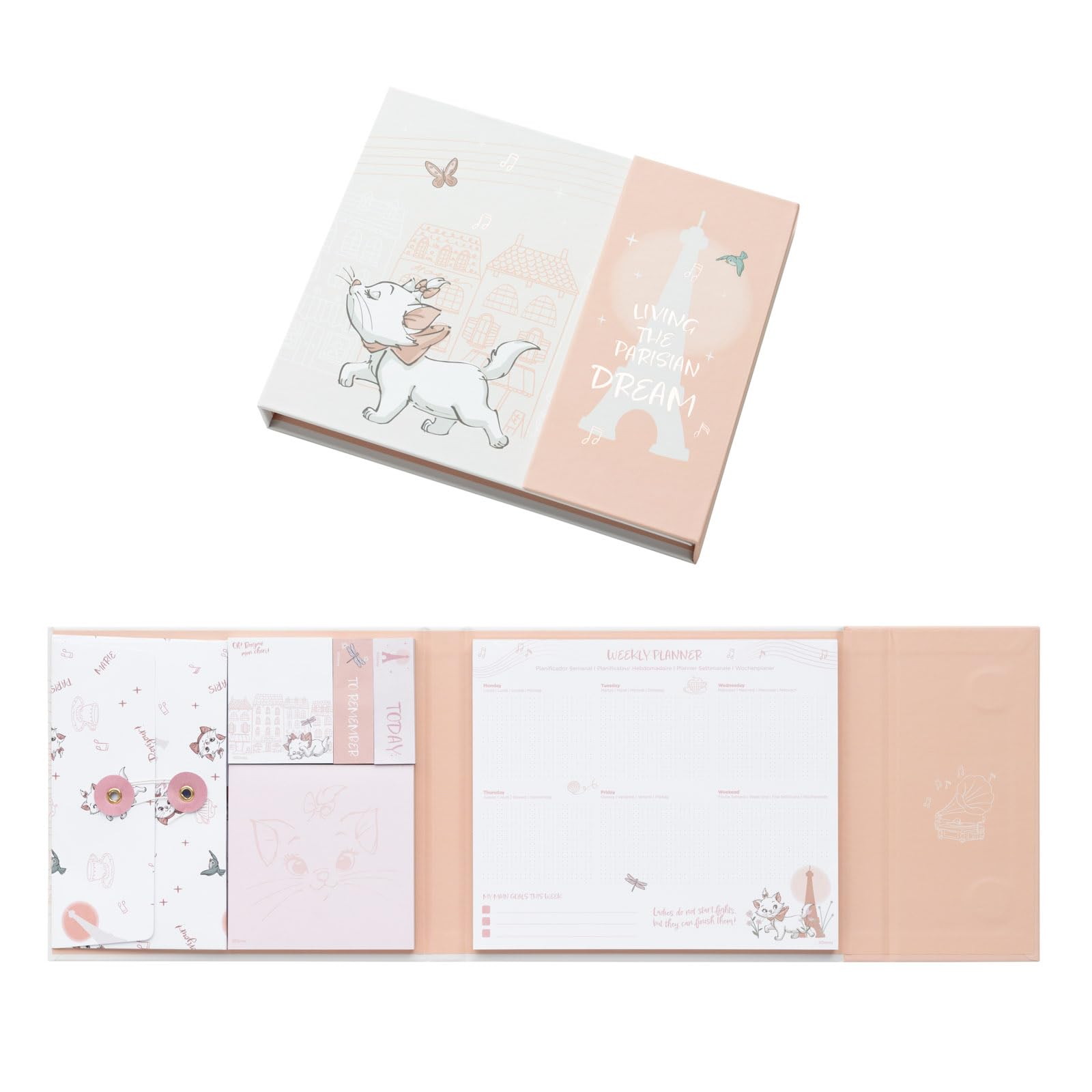 Grupo Erik Weekly Planner & Sticky Notes Set - The Aristocats Disney Stationery | 5 Notepads in Different Sizes & Envelope | Cute Sticky Notes, Cute Stationery Gifts, Disney Gifts under 15 Pounds