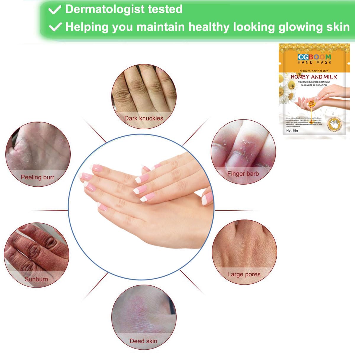 5 paia di guanti idratanti, maschere per mani esfolianti, cura delle mani morbida, per mani secche e screpolate (miele latte)