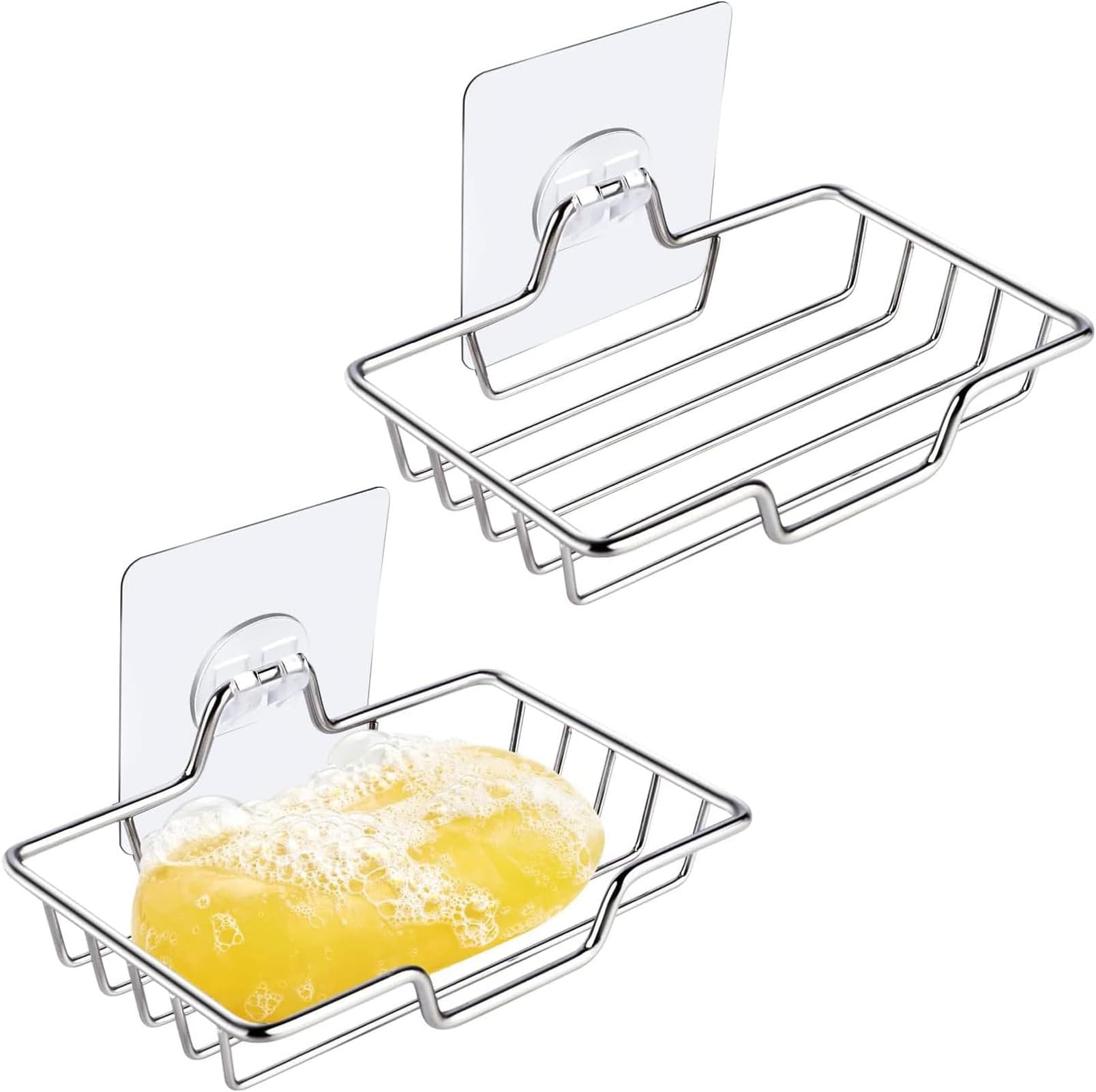 iDesign Basic Suctions Soap Dish Holder for Shower, Made of Durable Plastic with two Strong ...