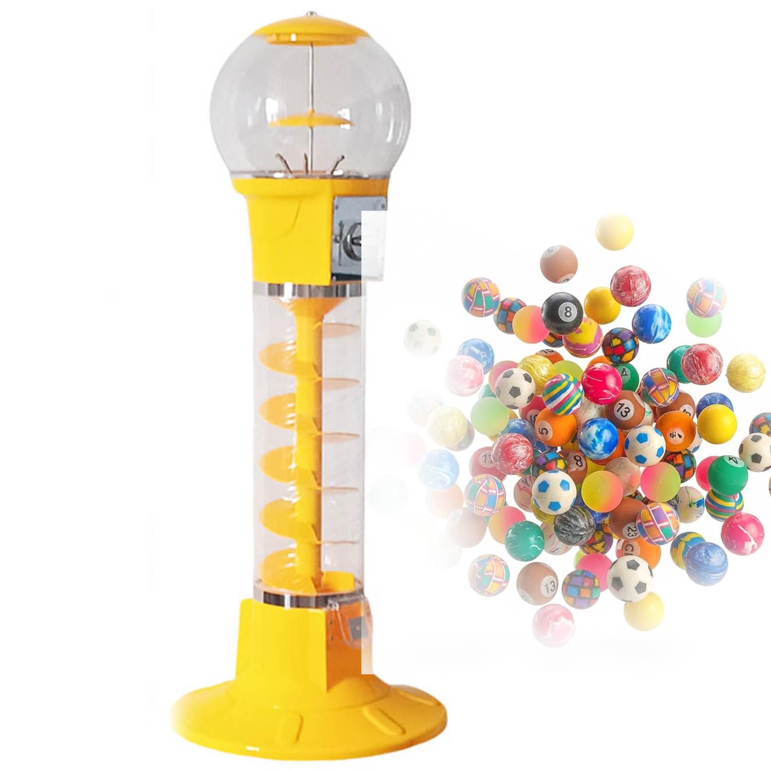 XueFulxion Spiral Gumball Machine,Large Helix Dispenser - Perfect for shopping mall atriums,cinema lobbies,and corporate marketing events as an eye-catching interactive attraction Yellow