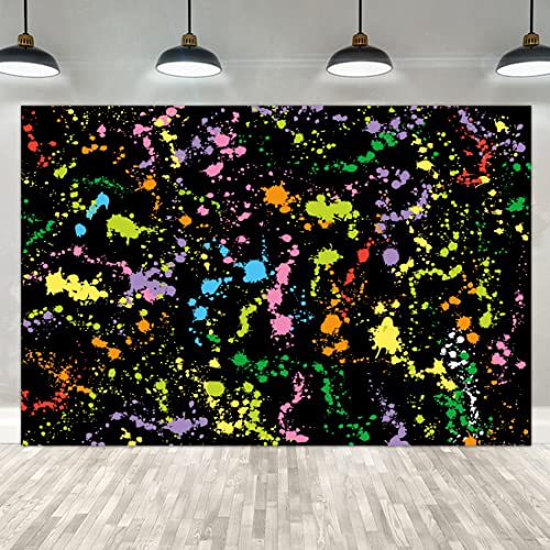 Colorful Paint Splash Backdrop Abstract Graffiti Style Photography Background Neon Glow Splatter Hip Hop Disco Retro 80's 90's Happy Birthday Glow Party Art Vinyl 10x7ft Banner Photo Studio Props…