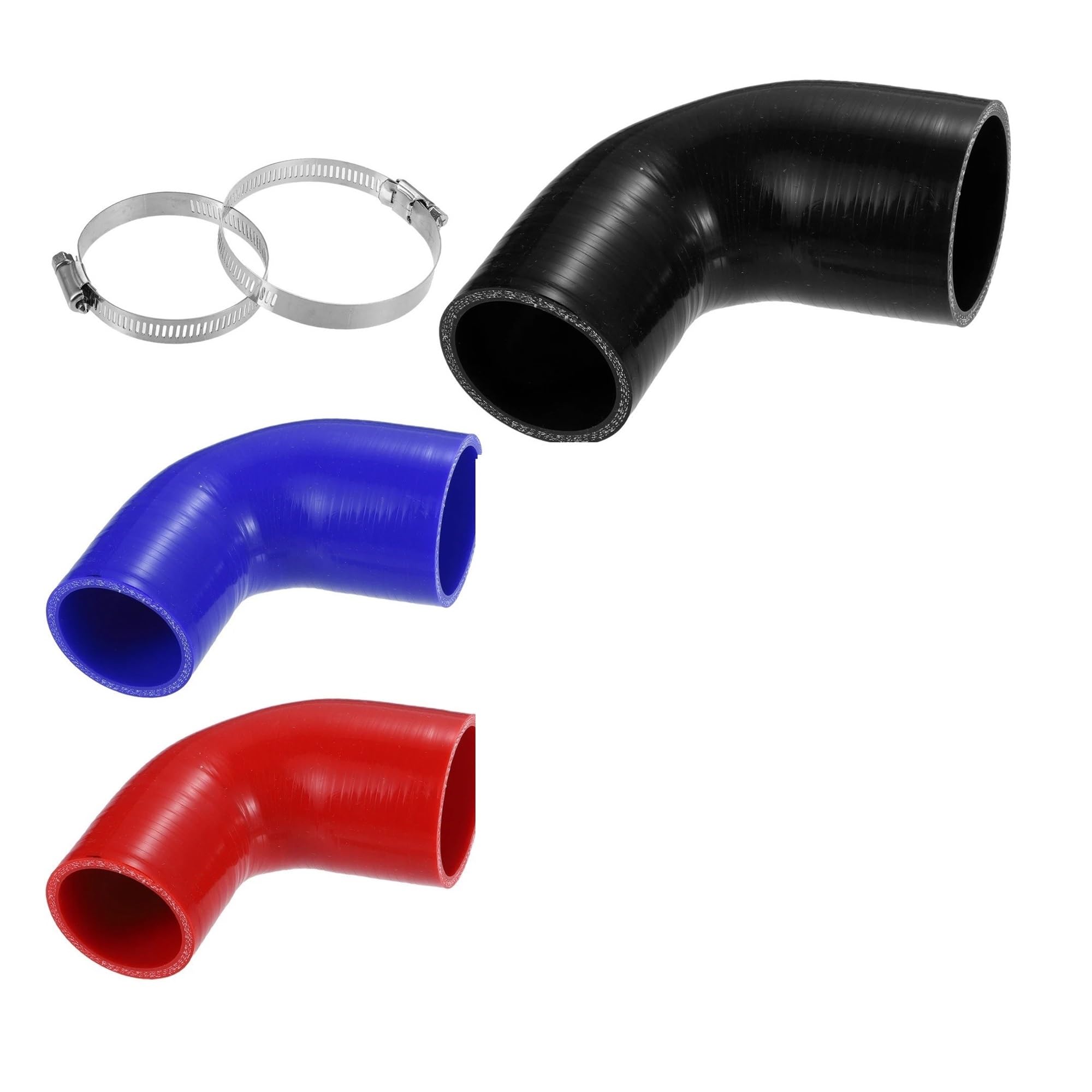 Air Intake Pipe 51mm ID to 63mm 76mm Universal 90 Degree Elbow Silicone Hose Coupler Turbo Intercooler Intake Piping Breather Hose Pipe(Black 89mm-102mm)