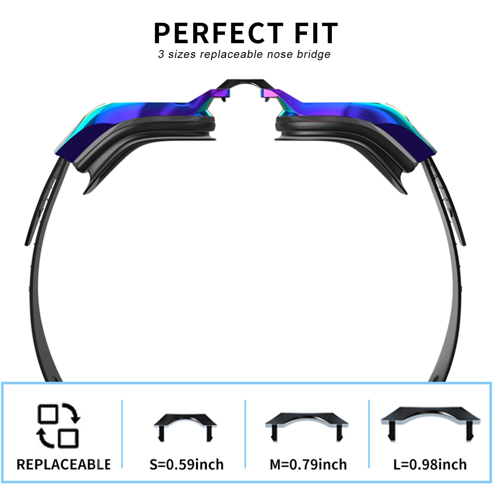 Schwimmbrille, kurzsichtig, mit verschreibungspflichtigen Linsen, Anti-Fog Nase, Clip für Damen, Kinder, Herren, Schwimmbrille