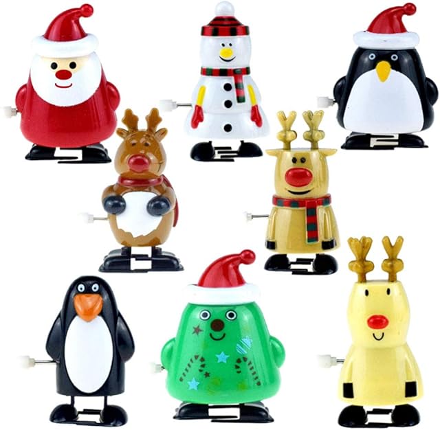 TOYANDONA 8pcs Assorted Wind-up Toys Christmas Clockwork Toys Jumping Gifts for Kids Party Favors Gift Goodie Bags stuffers