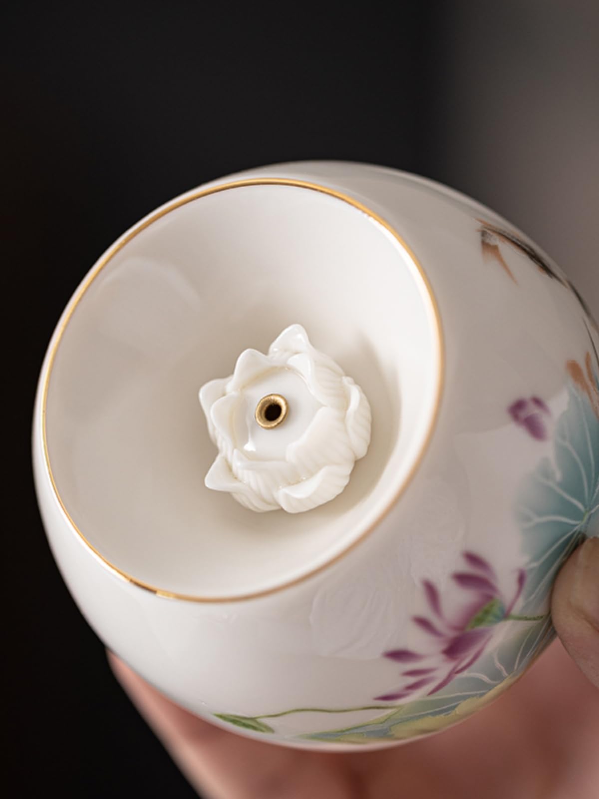 Portaincenso di Buddha Bruciatore di incenso in ceramica di loto Presa di incenso for interni Decorazione del forno for aromaterapia da tavolo Arredamento termale