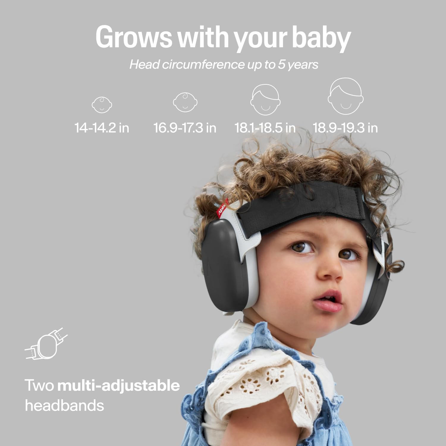 Alpine Muffy Baby Comfort - Protects Hearing for Babies and Toddlers - CE & ANSI Certified - Headband for Safe fit & Comfort - Adjustable for Ages 3-48 Months - 24dB Sound Reduction, Black