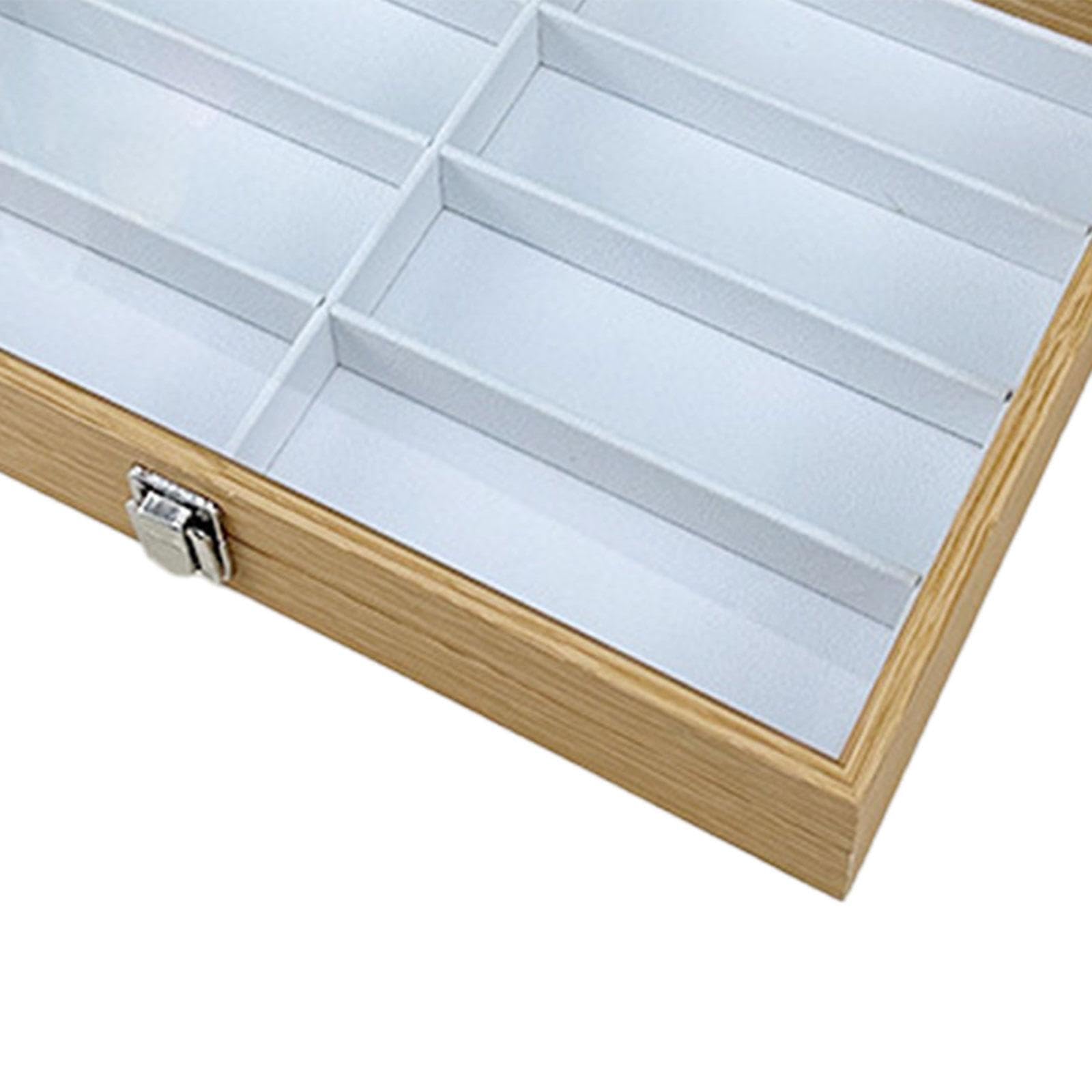 Bandeja de exhibición de gafas, elegante organizador de gafas de sol con tapa con cierre para guardar, joyas y relojes, estuche para guardar