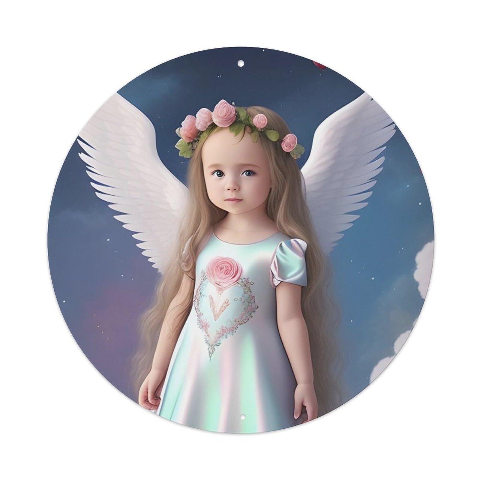 Vintage Guardian Angel Cute Little Angel Metal Tin Sign