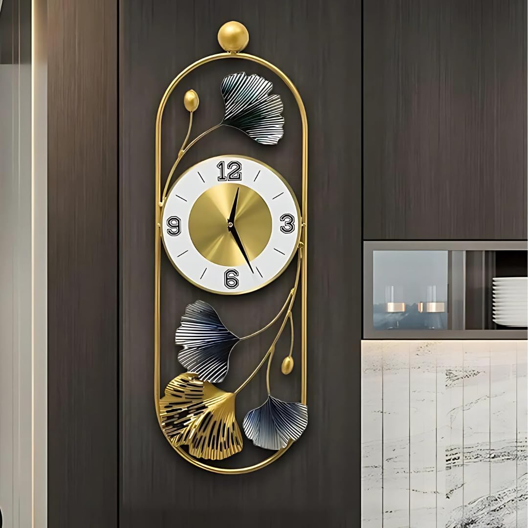 Metal Wall Clock for Decor Metal Art Wall Clock Antique Luxury Wall Clock Unique Clock for Wall Decoration Stylish Big Wall Clock (Gold)