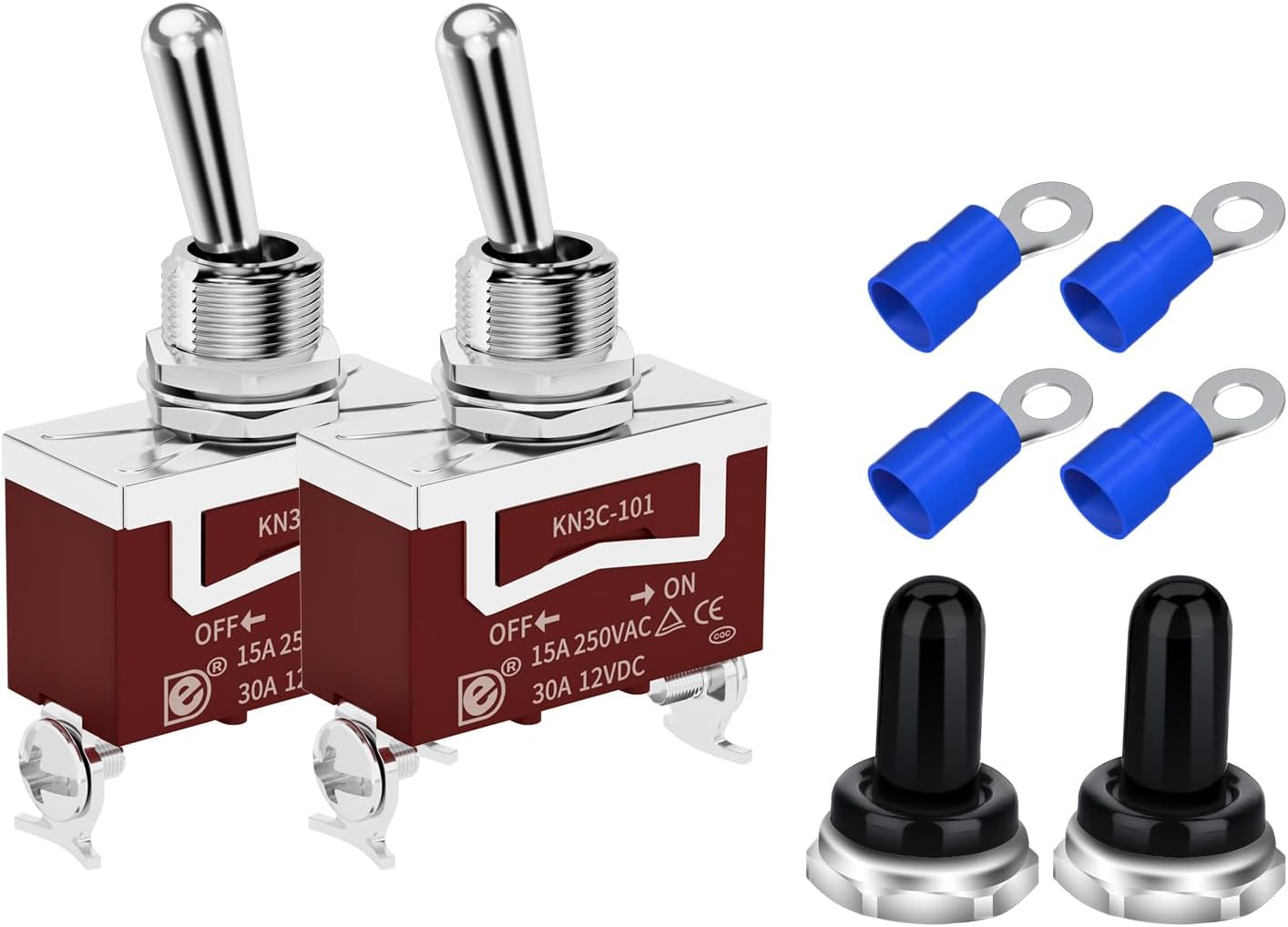 DAIERTEK12V Waterproof Toggle Switch 12 Volt Marine Toggle Switch 120V Heavy Duty 20A 125VAC/15A 250VAC 2 Pin Position Latching SPST ON Off with Cover for Boat Automotive ATV