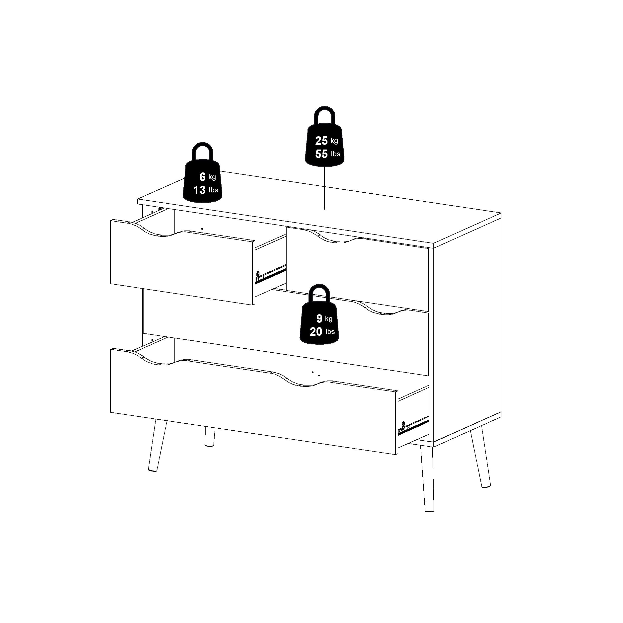 Cómoda, Cajonera para Dormitorio Tajo con 4 Cajones Color Blanco y Roble Patinado 99 x 39 x 82 cm