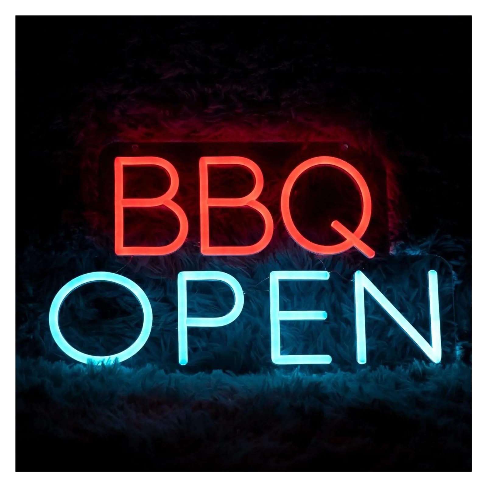 LEMST Signs Lamp BBQ Open Neon Sign Wall Decor for Barbecue Restaurant Party Shop USB Powered Lights Logo 37cmх21cm