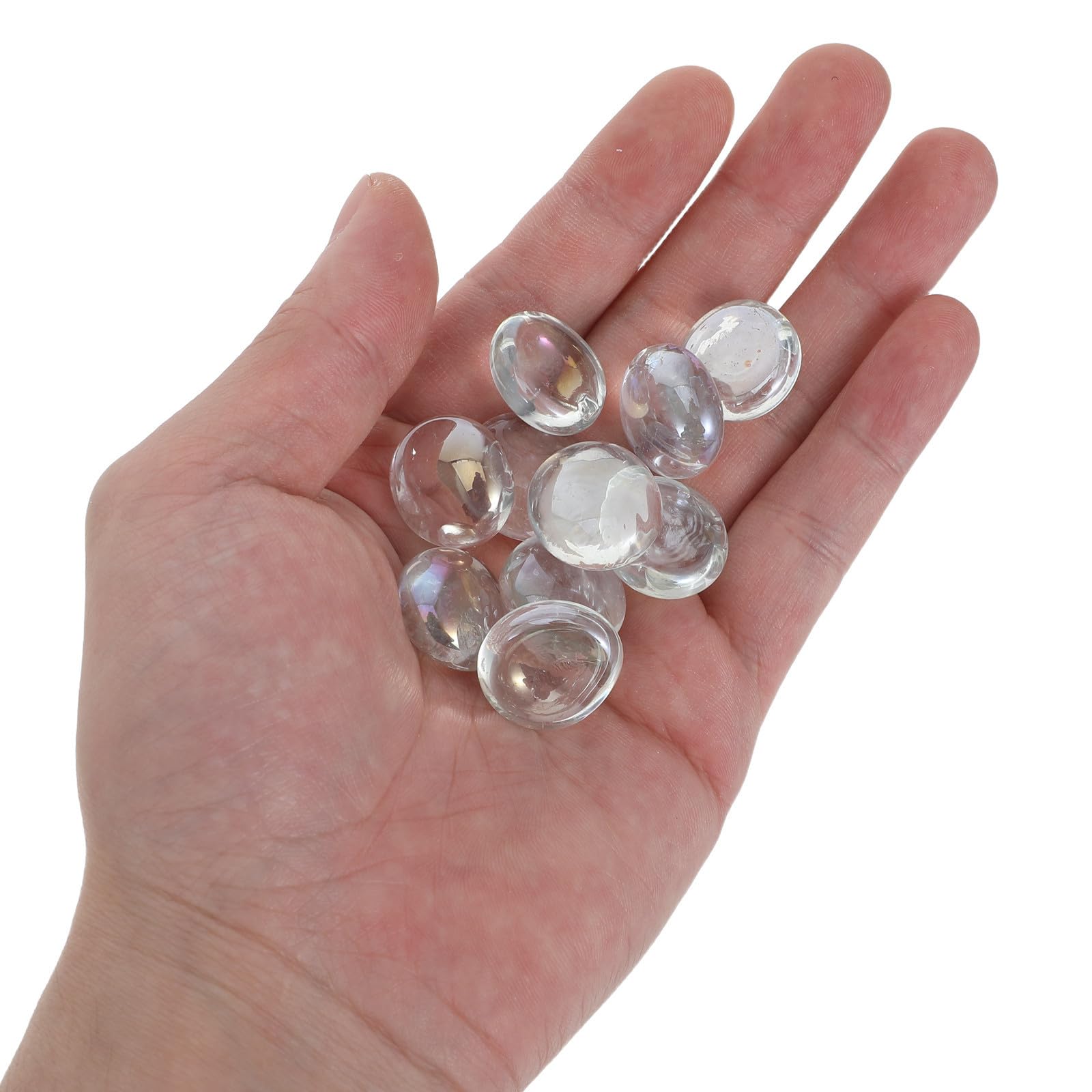 TOYANDONA Ciottoli di Vetro Piatti Trasparenti 17-19mm per Decorazioni Vasi e Aree Verdi, Resistenti allo Sbiadimento Superficie Liscia e Dimensioni Costanti