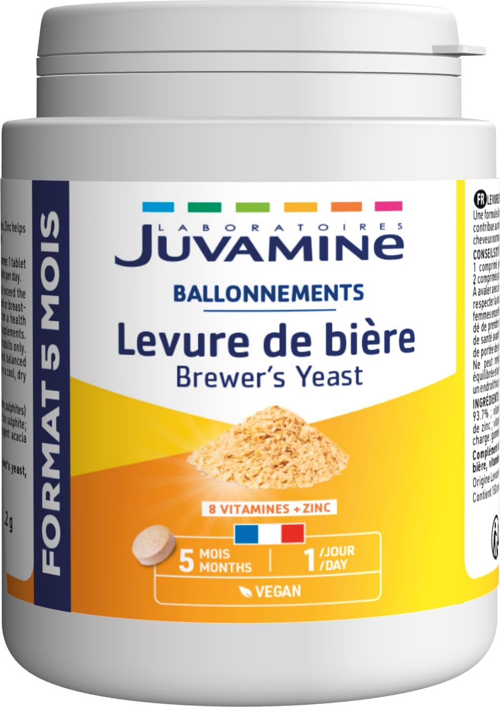 Biergist – schoonheid van huid, haar en nagels – vitaliteit – vitamine B1, B2, B3, B5, B6, B8, B9 en B12 + zink – 5 maanden programma – gemaakt in Frankrijk