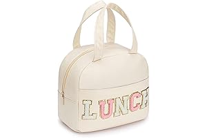 White Cute Preppy PU Lunch Bag