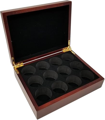 Miniatura 2 de DA VINCI Caja personalizada de madera de caoba para pelotas de golf con espacio para 12 bolas