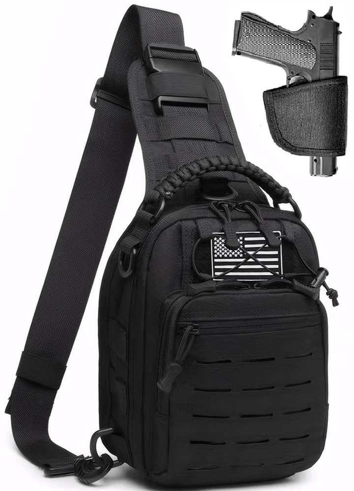 Vdones Tactical Sling Bag for Men Concealed Carry Crossbody Pack Gun Carry EDC Bag Chest Holster