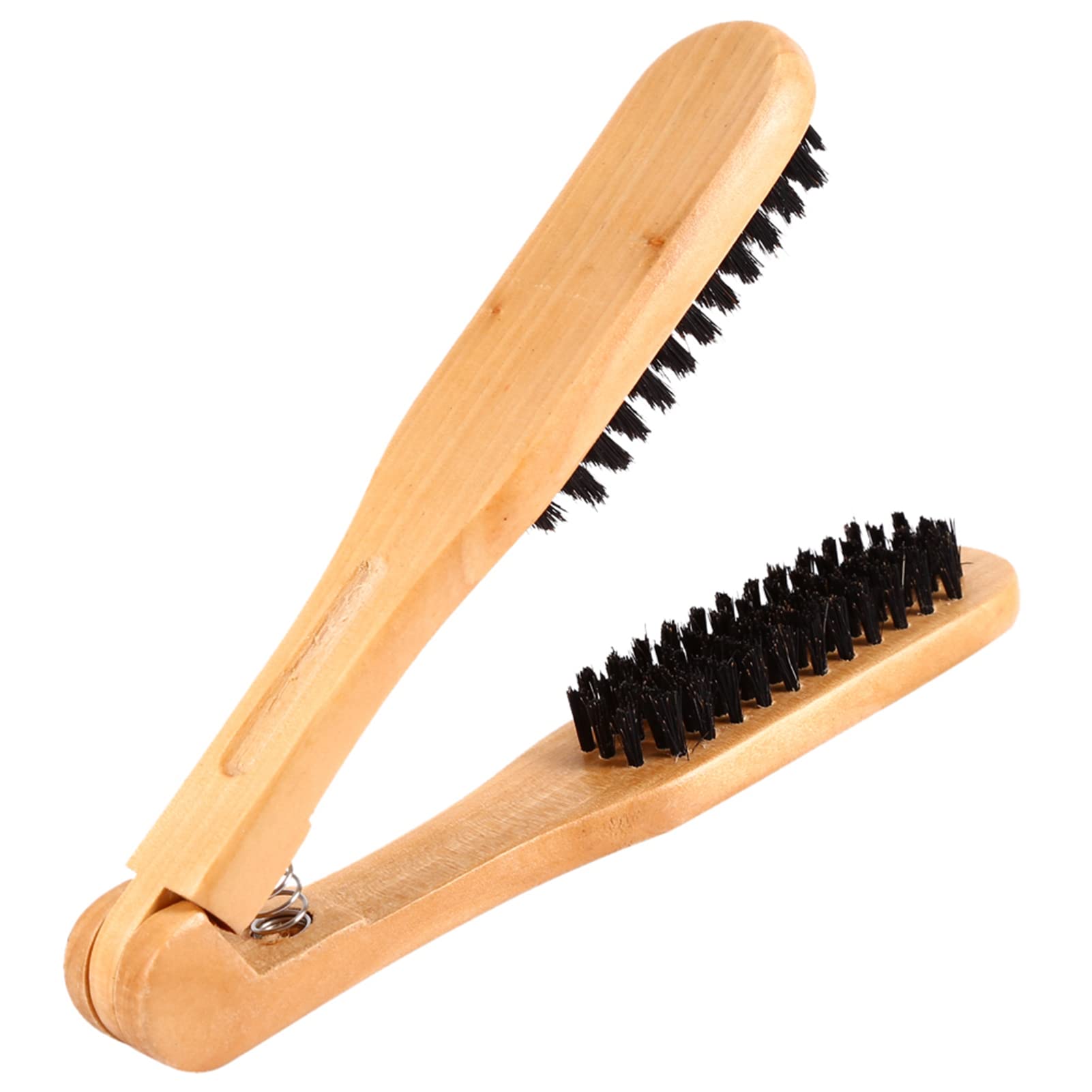 Chazcool Double Sided Bristle Hair Brush, Clamp Hair Brush Use for Smoothing and Straight Hair Styles, Wooden Hair Straightening Brush