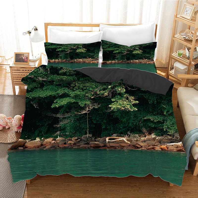 Housse de Couette 140x200 Facile à Repasser Parure de Lit Jungle