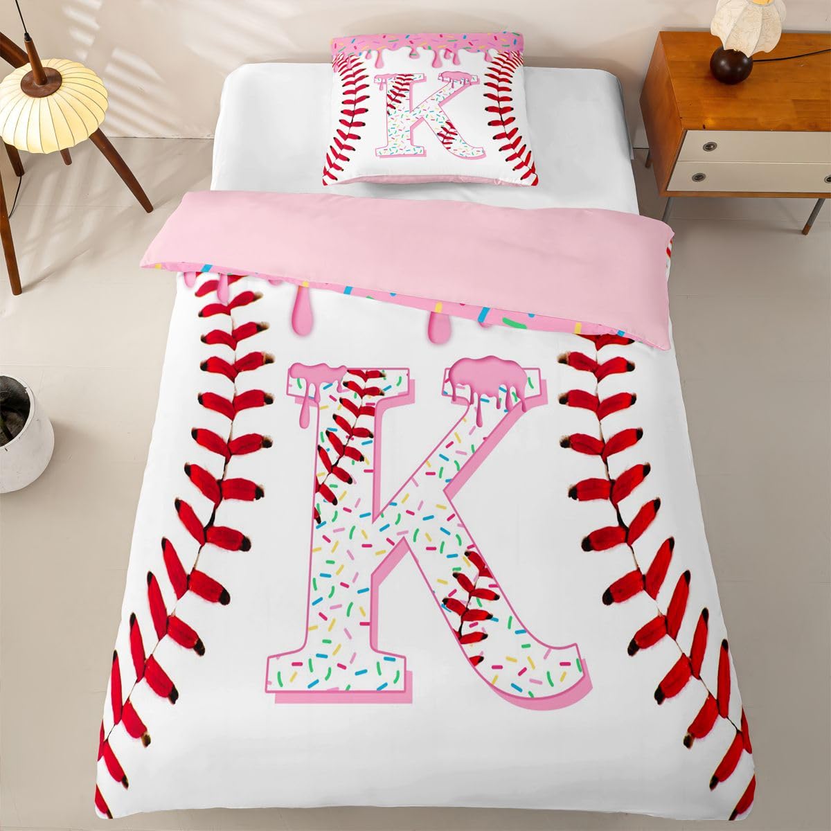 Homewish Rosa Eiscreme Tropf Bettwäsche Set 155x220 4teilig