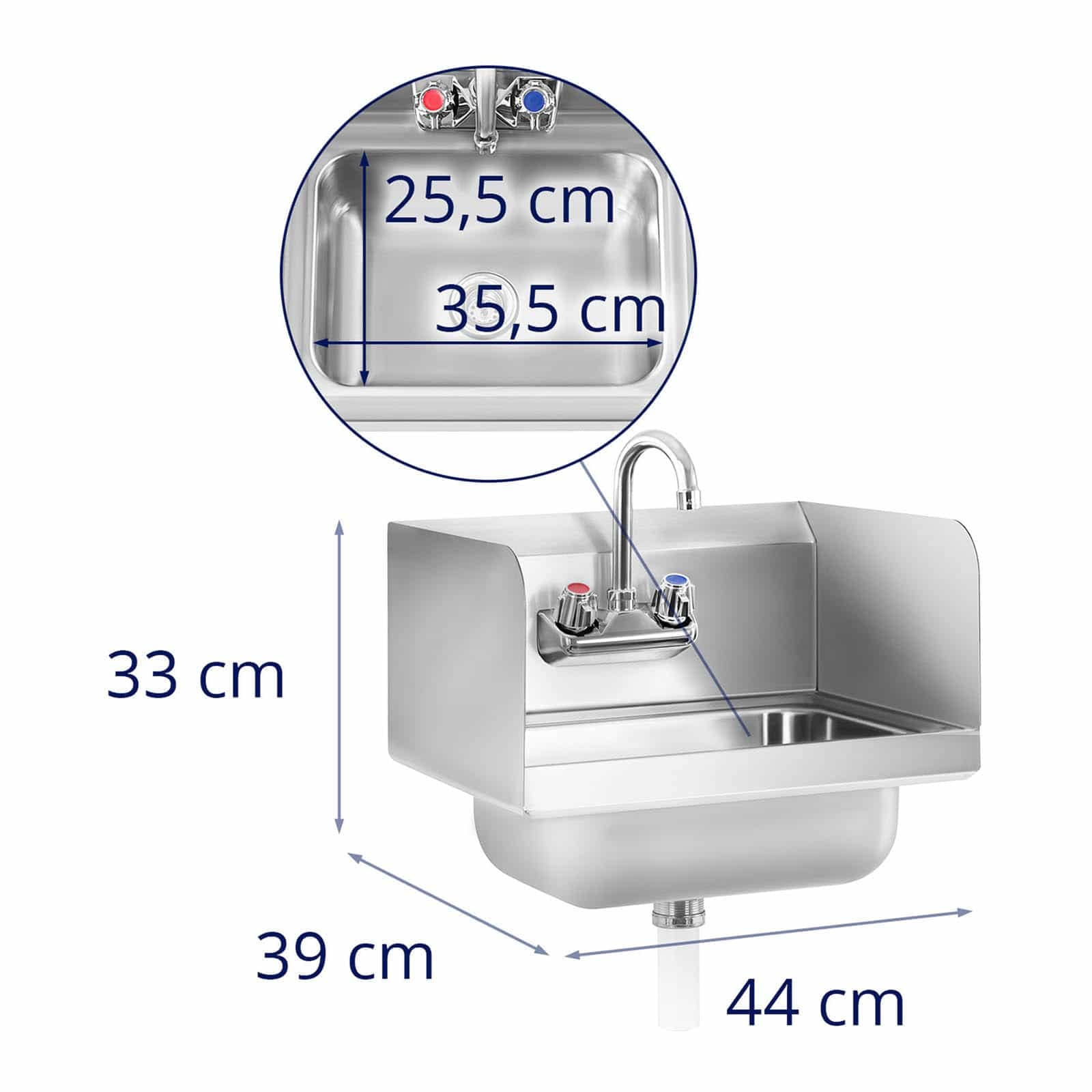 Royal Catering - RCHS-2 - Lavamanos Acero Inoxidable con Grifo