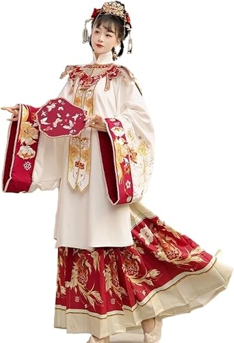 Chinese Style Hanfu Ancient Tang Ming Dynasty Cosplay Ming Dynasty Standing Collar Long Shirt Flower Wedding Dress