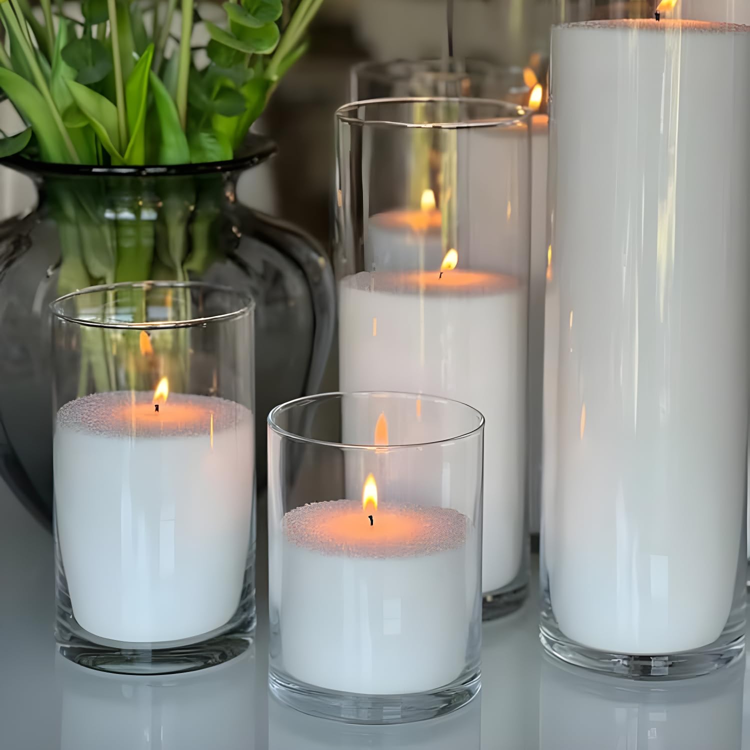 Niceme Śnieżne świece perłowe – 350 ml niestandardowa sproszkowana świeca piaskowa wielokrotnego napełniania biała perłowa świeca woskowa długotrwały, naturalny na Halloween, Święto Dziękczynienia