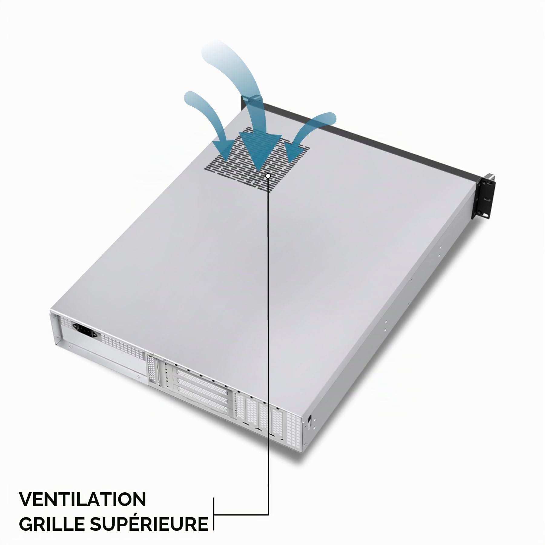 Boîtier Rack 19" 2U 600 mm, ATX Unykach UK2130 - Châssis Serveur Professionnel, 6 Baies (4 x 3,5 + 2 x 2,5), USB-C 3.2, 5 Ventilateurs PWM Inclus, Compatible GPU Haut de Gamme