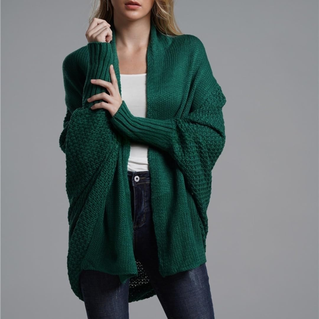 Damen Oversized Strickjacke Offene Vorderseite Grobstrick Kimono Strickjacke Slouchy Wrap Fledermausärmel Gestrickte Pullover Tops Leichte Herbststrick Outwear